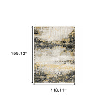 10' X 13' Grey Gold Beige Black And Brown Abstract Power Loom Stain Resistant Area Rug