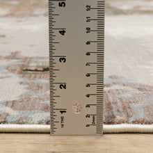 8' X 11' Grey Salmon Pink Blue Beige And Green Abstract Power Loom Stain Resistant Area Rug