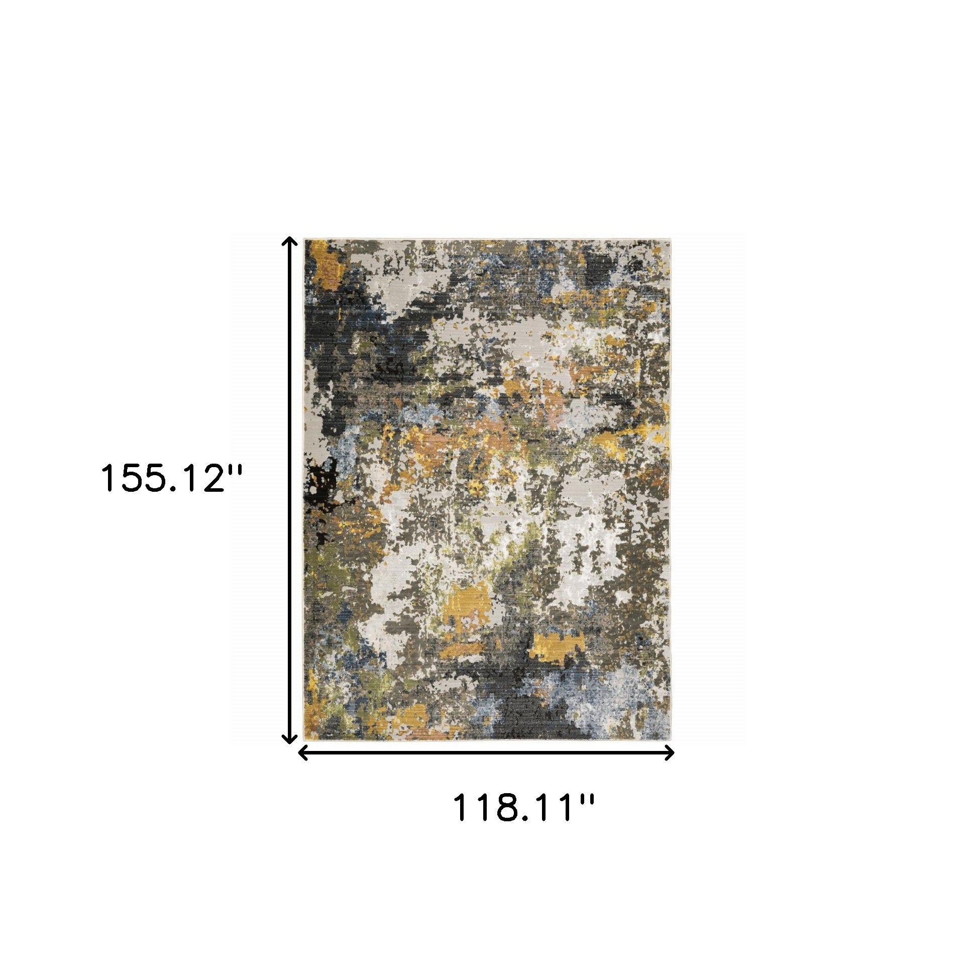 10' X 13' Grey Gold Blue Orange Beige And Brown Abstract Power Loom Stain Resistant Area Rug