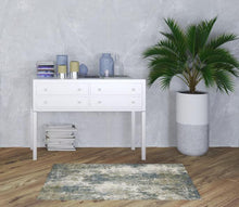 3' X 5' Blue Grey Green And Beige Abstract Power Loom Stain Resistant Area Rug