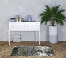 3' X 5' Blue And Green Abstract Power Loom Area Rug