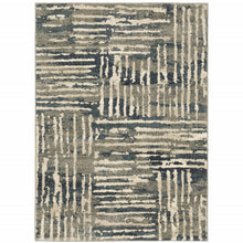 2' X 3' Blue And Beige Abstract Power Loom Stain Resistant Area Rug