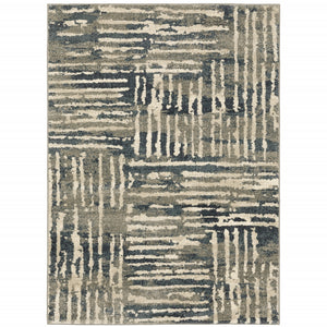 6' X 9' Blue And Beige Abstract Power Loom Stain Resistant Area Rug
