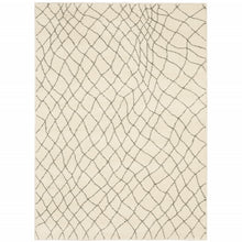 8' X 10' Ivory And Grey Geometric Power Loom Stain Resistant Area Rug