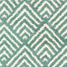 2' X 8' Foam Blue And Ivory Geometric Power Loom Stain Resistant Runner Rug