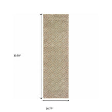 2' X 8' Sand And Ivory Geometric Power Loom Stain Resistant Runner Rug