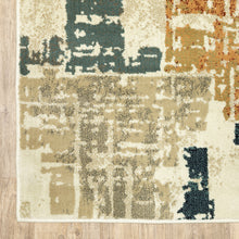 8' X 10' Beige Terracotta Green Navy And Grey Abstract Power Loom Stain Resistant Area Rug