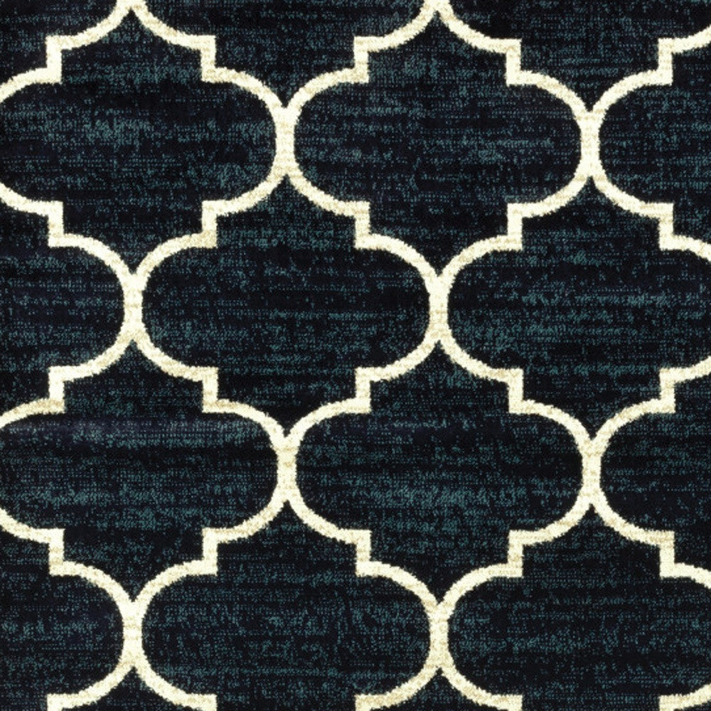 5' X 7' Navy And Ivory Geometric Power Loom Stain Resistant Area Rug