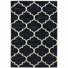 5' X 7' Navy And Ivory Geometric Power Loom Stain Resistant Area Rug