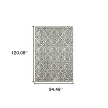 8' X 10' Ivory Blue And Sage Floral Power Loom Stain Resistant Area Rug