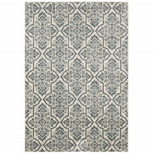 8' X 10' Ivory Blue And Sage Floral Power Loom Stain Resistant Area Rug