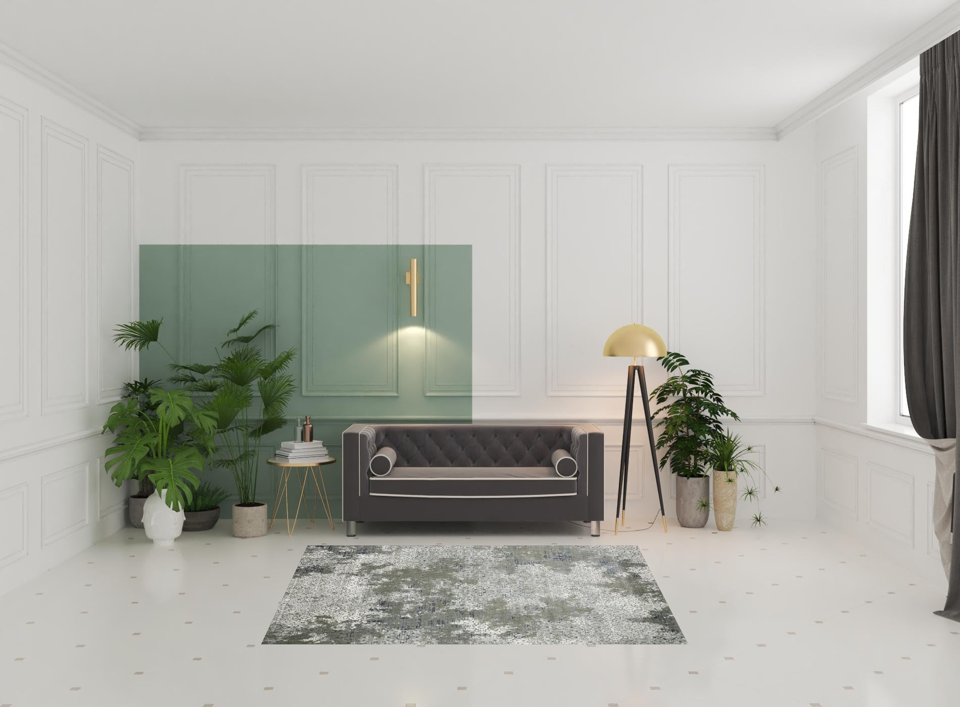 5' X 8' Ivory Grey Blue And Taupe Abstract Power Loom Stain Resistant Area Rug