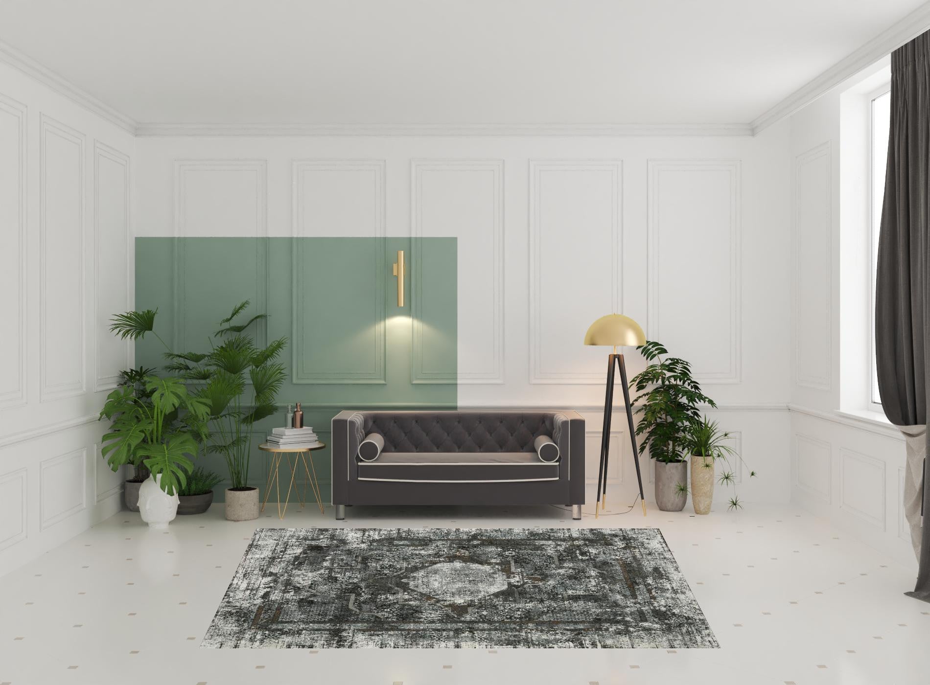 6' X 9' Charcoal Rust Grey Blue Ivory And Brown Oriental Power Loom Stain Resistant Area Rug