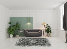 6' X 9' Charcoal Rust Grey Blue Ivory And Brown Oriental Power Loom Stain Resistant Area Rug