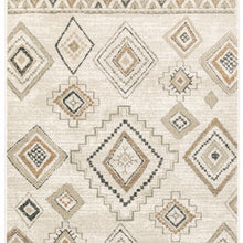 6' X 9' Ivory Orange Tan Black And Grey Southwestern Power Loom Stain Resistant Area Rug