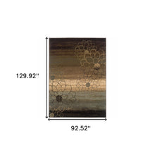 8' X 11' Brown And Beige Floral Power Loom Stain Resistant Area Rug