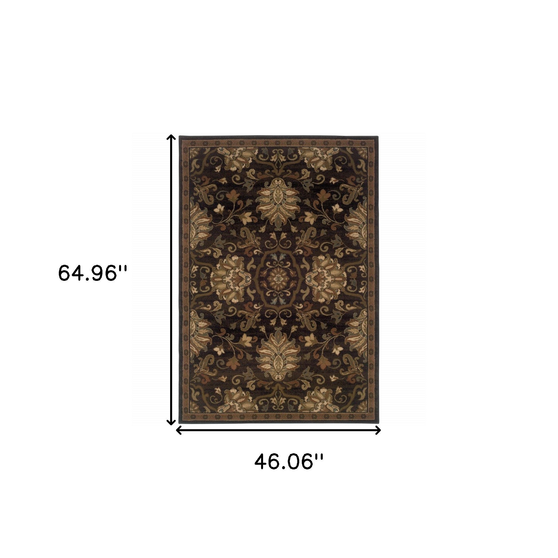4' X 6' Brown Beige Blue And Red Oriental Power Loom Stain Resistant Area Rug