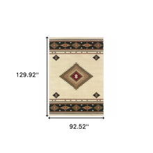8' X 11' Beige Southwestern Power Loom Stain Resistant Area Rug