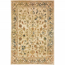 Beige Gold And Teal Oriental Power Loom Stain Resistant Area Rug - 8' x 10'