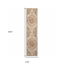 2' X 8' Grey Rust Deep Teal Beige And Orange Oriental Power Loom Stain Resistant Runner Rug