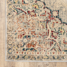 2' X 8' Grey Rust Deep Teal Beige And Orange Oriental Power Loom Stain Resistant Runner Rug