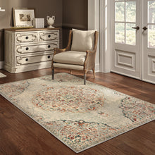 Grey Rust Deep Teal Beige And Orange Oriental Power Loom Stain Resistant Area Rug - 8' x 10'