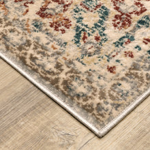 Grey Rust Deep Teal Beige And Orange Oriental Power Loom Stain Resistant Area Rug - 8' x 10'