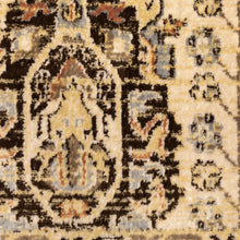 6' X 9' Beige Grey Dolphin Blue Deep Teal Gold And Orange Oriental Power Loom Stain Resistant Area Rug