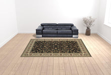 Black And Ivory Oriental Power Loom Stain Resistant Area Rug - 10' x 13'