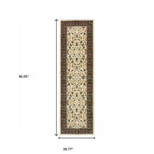 2' X 8' Ivory And Black Oriental Power Loom Stain Resistant Runner Rug