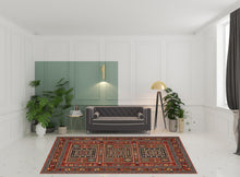 8' X 11' Red Blue Beige And Green Oriental Power Loom Stain Resistant Area Rug With Fringe
