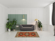 5' X 8' Red Gold Blue Brown Oriental Power Loom Stain Resistant Area Rug With Fringe