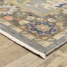 Blue Grey Gold Green Pink Orange Ivory And Red Oriental Power Loom Stain Resistant Runner Rug With Fringe 2' X 6'