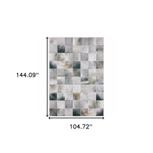 9' X 12' Grey Charcoal Brown And Beige Geometric Power Loom Stain Resistant Area Rug