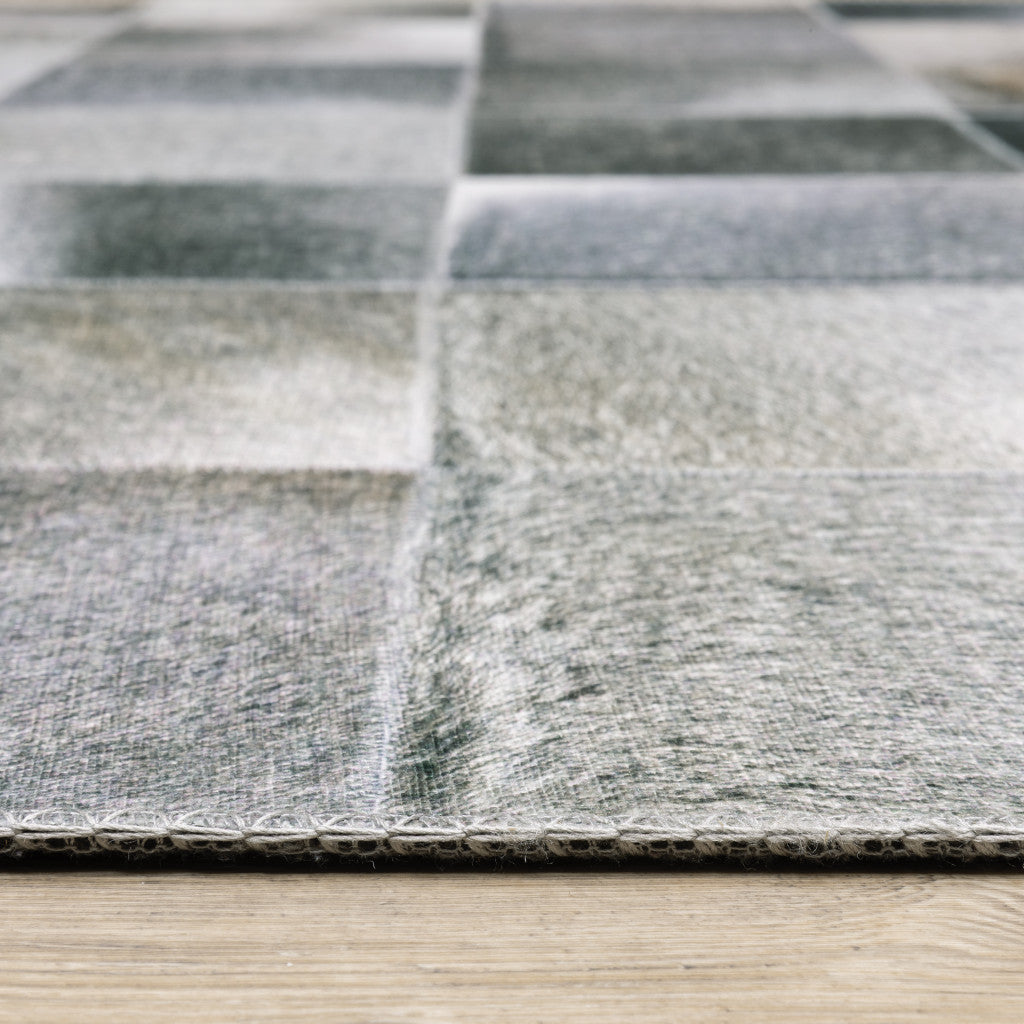 9' X 12' Grey Charcoal Brown And Beige Geometric Power Loom Stain Resistant Area Rug