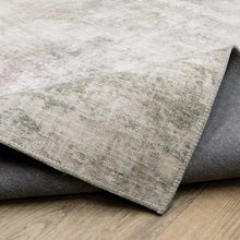 2' X 8' Beige Blue Grey Green Brown And Purple Abstract Power Loom Stain Resistant Runner Rug