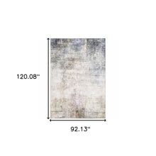 8' X 10' Beige Blue Grey Green Brown And Purple Abstract Power Loom Stain Resistant Area Rug