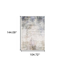 9' X 12' Beige Blue Grey Green Brown And Purple Abstract Power Loom Stain Resistant Area Rug