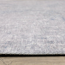 9' X 12' Grey And Blue Abstract Power Loom Stain Resistant Area Rug