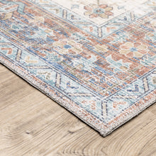 Orange Blue Teal Green And Beige Oriental Power Loom Stain Resistant Area Rug - 8' x 10'