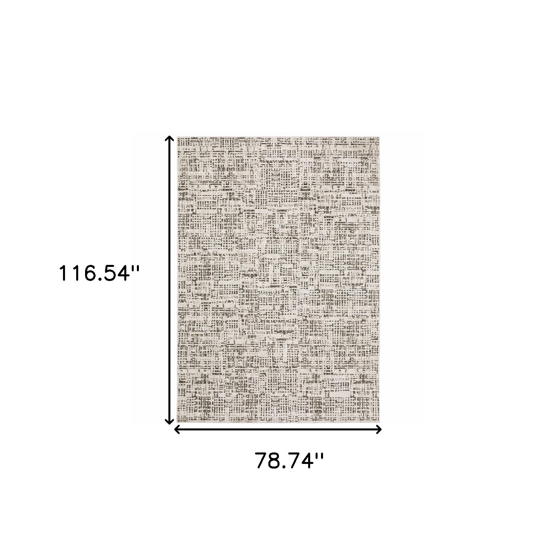 6' X 9' Ivory Grey Charcoal Brown And Beige Abstract Power Loom Stain Resistant Area Rug