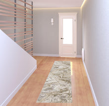 2' X 8' Ivory Tan Beige Grey And Brown Abstract Power Loom Stain Resistant Runner Rug