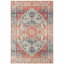 10' X 13' Blue And Orange Oriental Power Loom Stain Resistant Area Rug