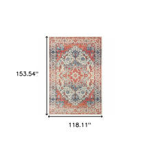 10' X 13' Blue And Orange Oriental Power Loom Stain Resistant Area Rug