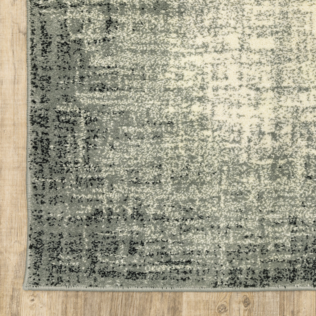 2' X 3' Grey Beige And Blue Power Loom Stain Resistant Area Rug
