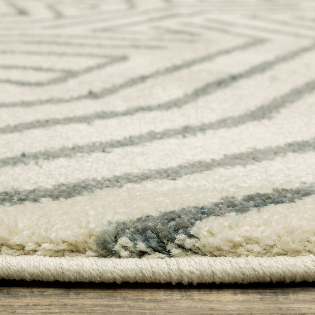 4' X 6' Beige Grey And Light Blue Geometric Power Loom Stain Resistant Area Rug