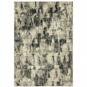 4' X 6' Grey Beige Charcoal And Blue Abstract Power Loom Stain Resistant Area Rug