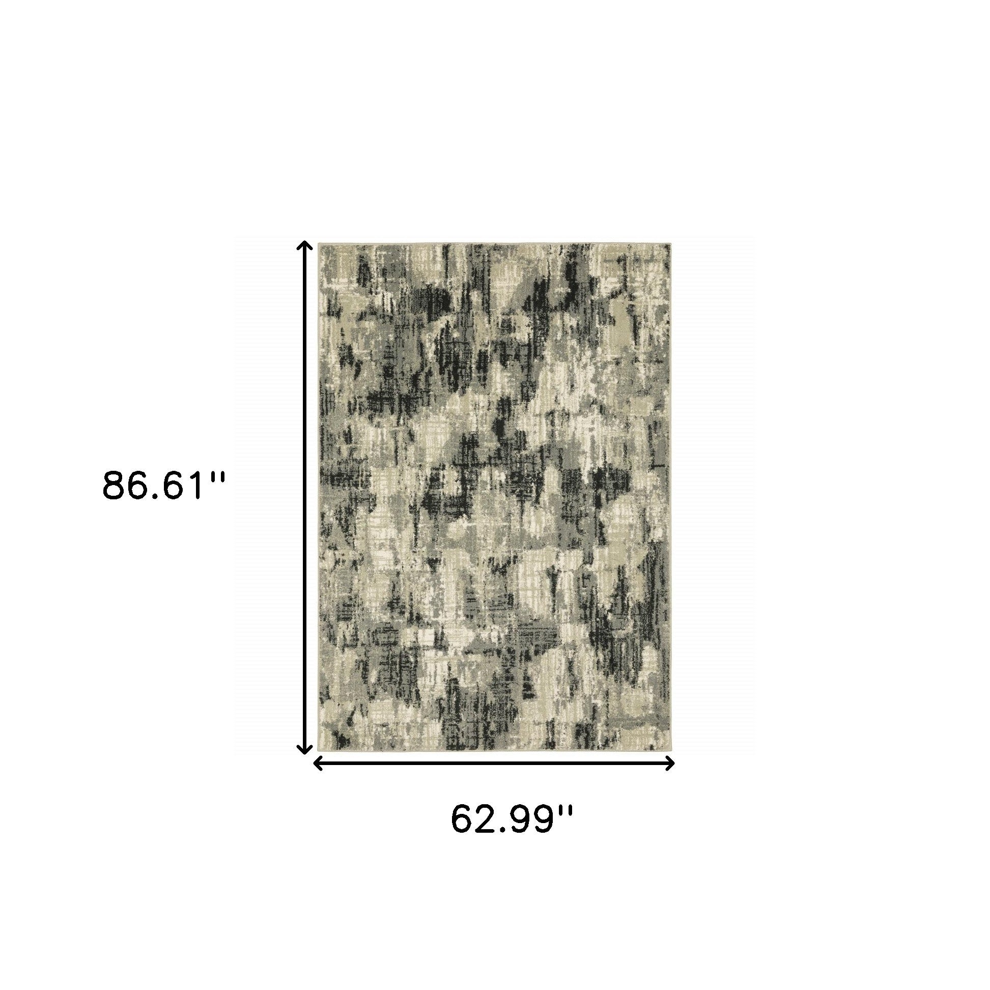 5' X 7' Grey Beige Charcoal And Blue Abstract Power Loom Stain Resistant Area Rug