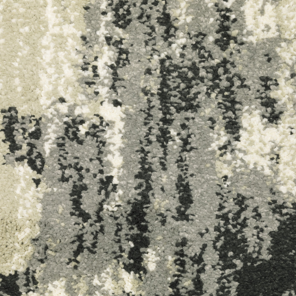 6' X 9' Grey Beige Charcoal And Blue Abstract Power Loom Stain Resistant Area Rug