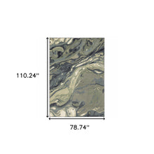 6' X 9' Blue Green And Grey Abstract Power Loom Stain Resistant Area Rug